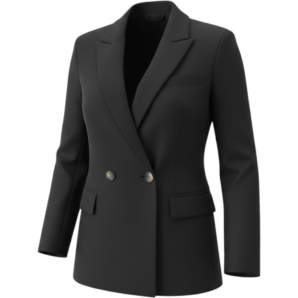 Vince Luxury Black Tailored Crepe Blazer Double-Breasted Suit Jacket Petite 00